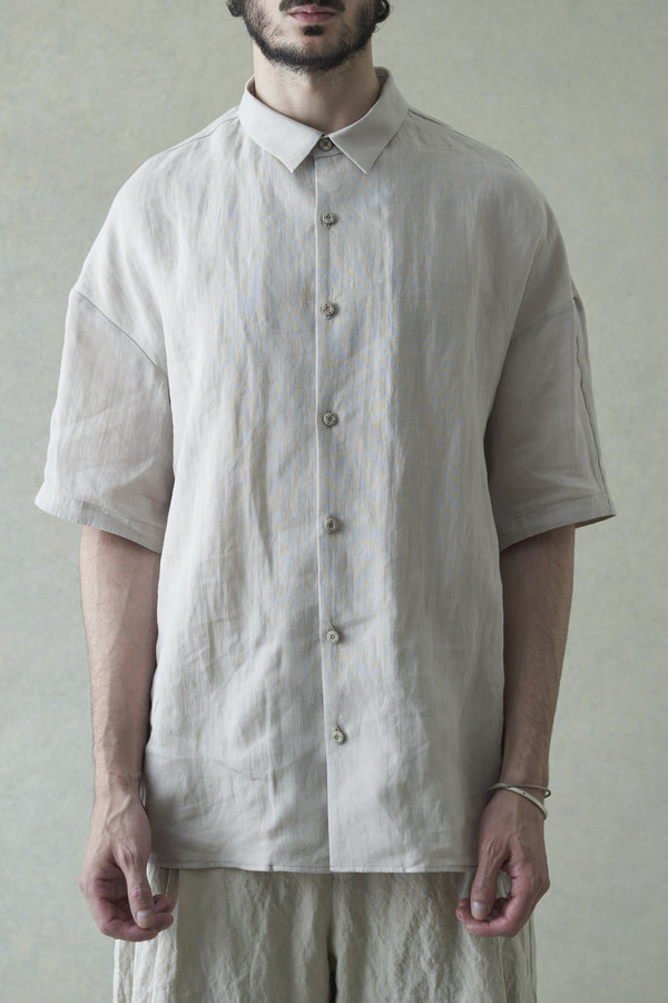 Devoa ramie half-sleeve shirt SHE-10RH natural color